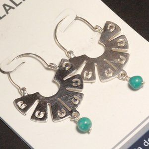 $360 New Citlali Turquoise Francisco Sanchez Mexico Dangle Earrings